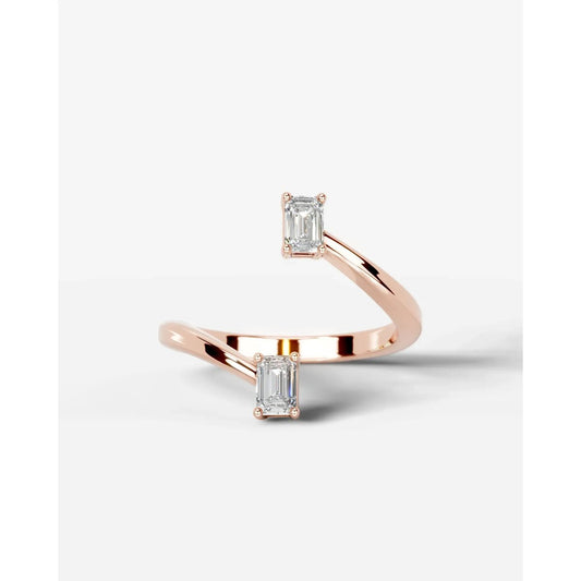 Anita  Emerald Lab Grown Emerald Diamond Wedding Ring - Rose Gold