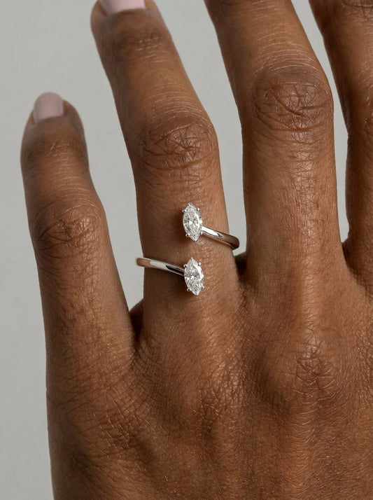 Anita  Marquise Lab Grown Round Diamond Wedding Ring - Platinum