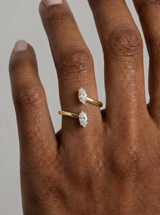 Anita  Marquise Lab Grown Marquise Diamond Wedding Ring - Yellow Gold