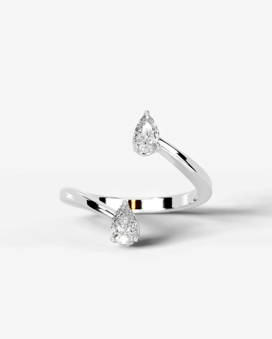 Anita  Pear Lab Grown Round Diamond Wedding Ring - Platinum