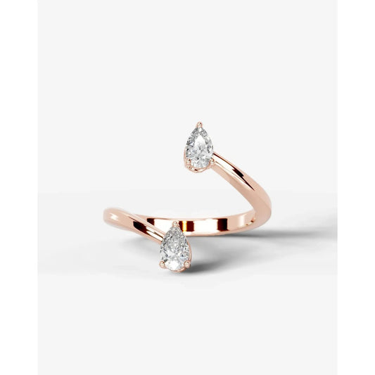 Anita  Pear Lab Grown Pear Diamond Wedding Ring - Rose Gold