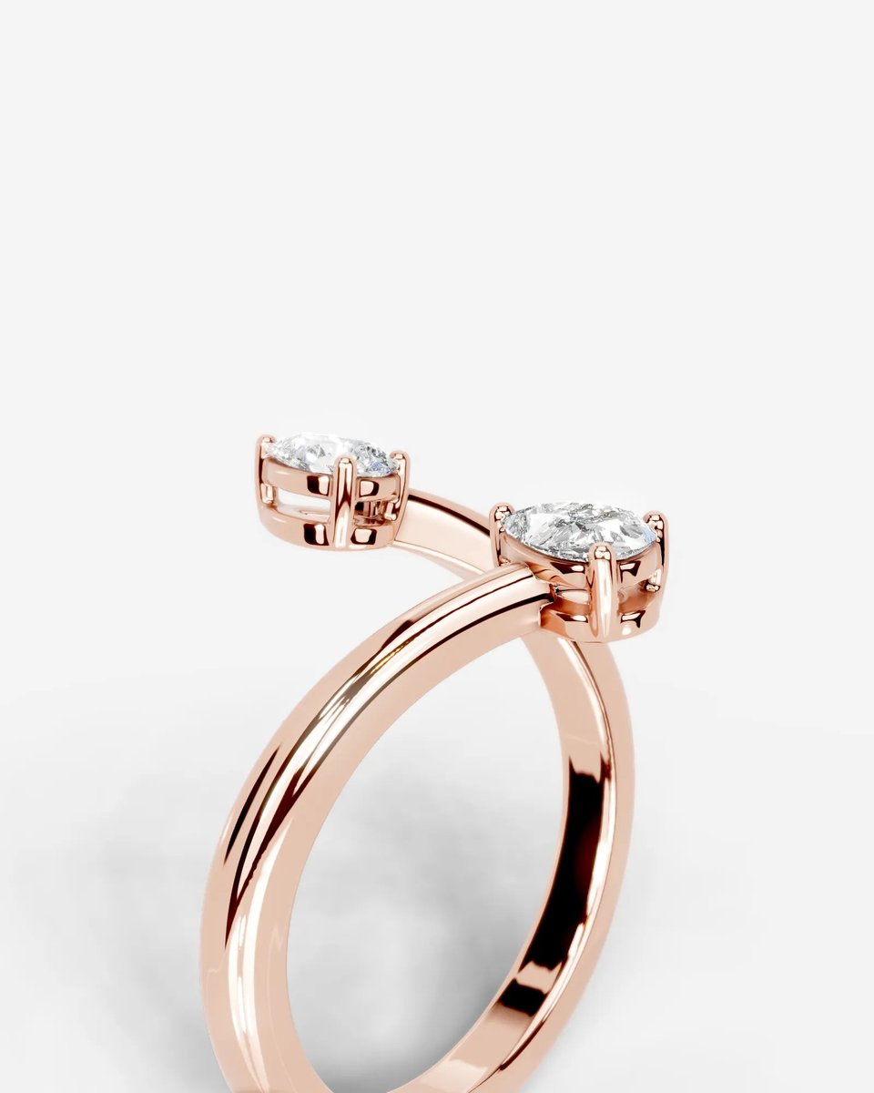 Anita  Pear Lab Grown Pear Diamond Wedding Ring - Rose Gold