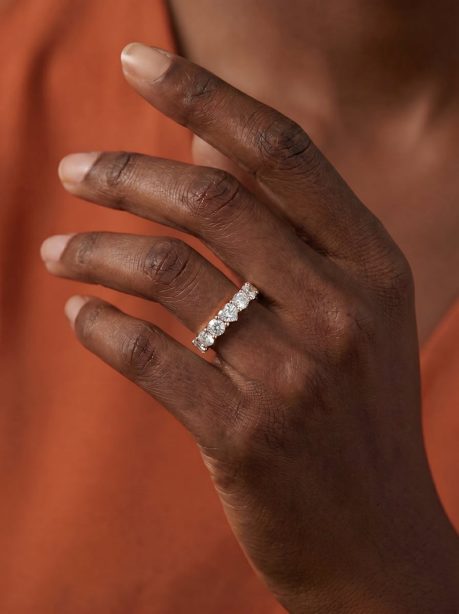 Anne Lab Grown Round Diamond Wedding Ring - Rose Gold