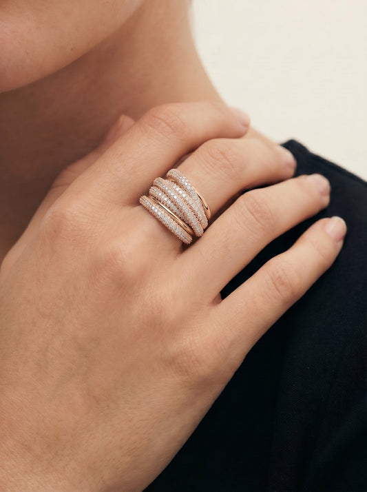 Aurora Lab Grown Round Diamond Wedding Ring - Rose Gold - 18K - 5ct