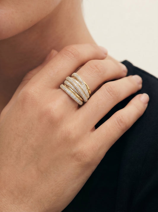 Aurora Lab Grown Round Diamond Wedding Ring - Yellow Gold - 18K - 5ct
