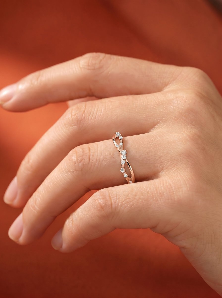 Ausha Lab Grown Round Diamond Wedding Ring - Rose Gold