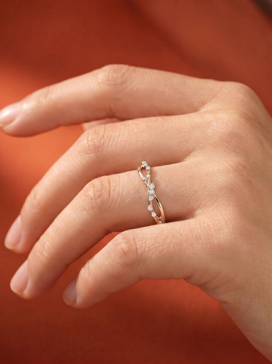 Ausha Lab Grown Round Diamond Wedding Ring - Rose Gold