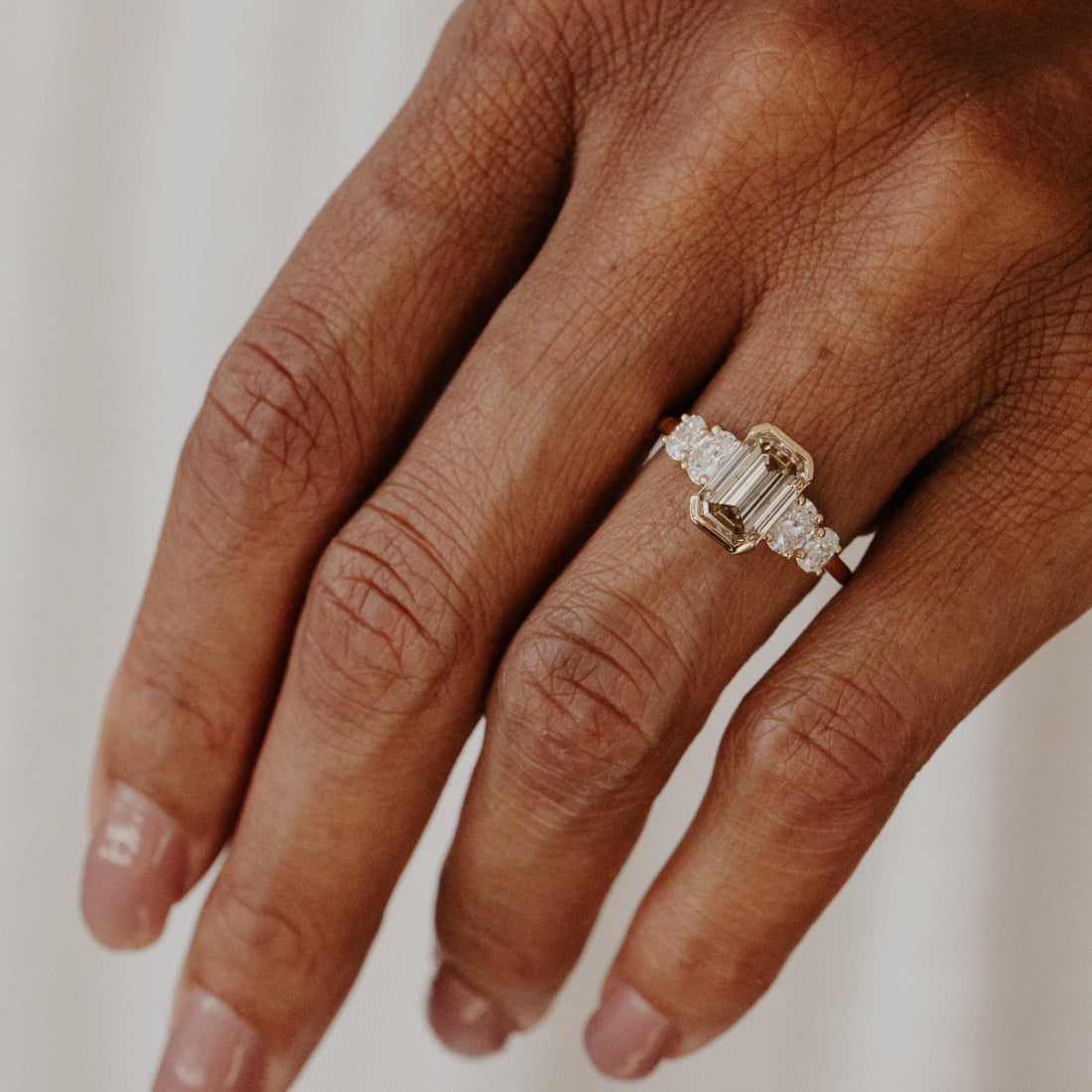 The Billie Emerald Cut Champagne Diamond Ring