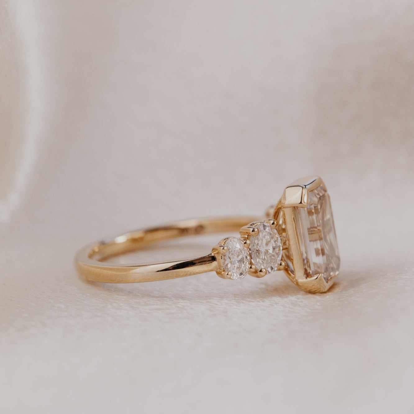The Billie Emerald Cut Champagne Diamond Ring