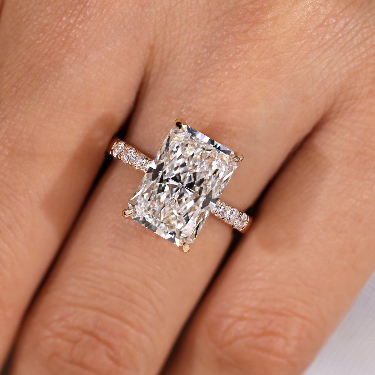 IGI Certified 5 Carat Radiant Cut Diamond Ring in Pave Setting