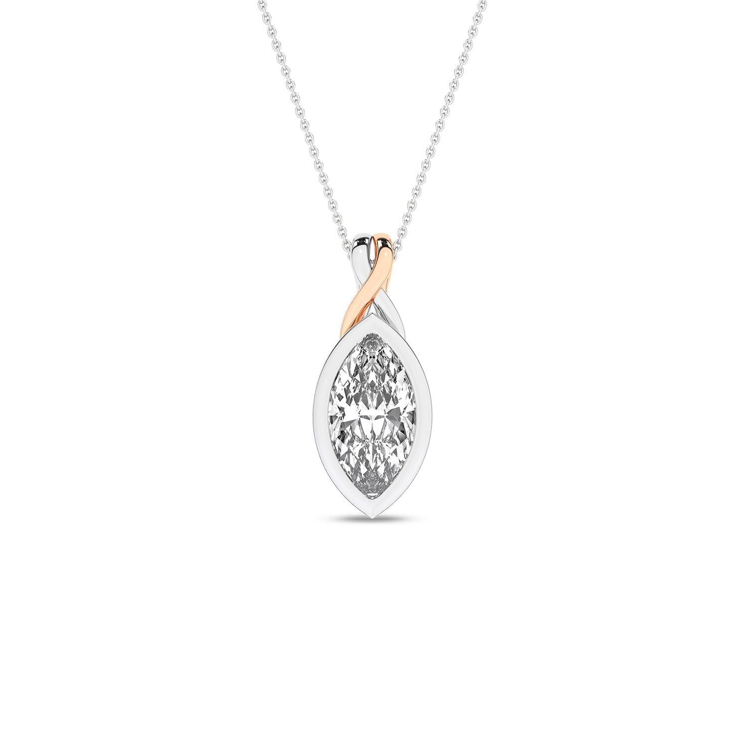 Twisted Marquise Bezel Pendant Necklace