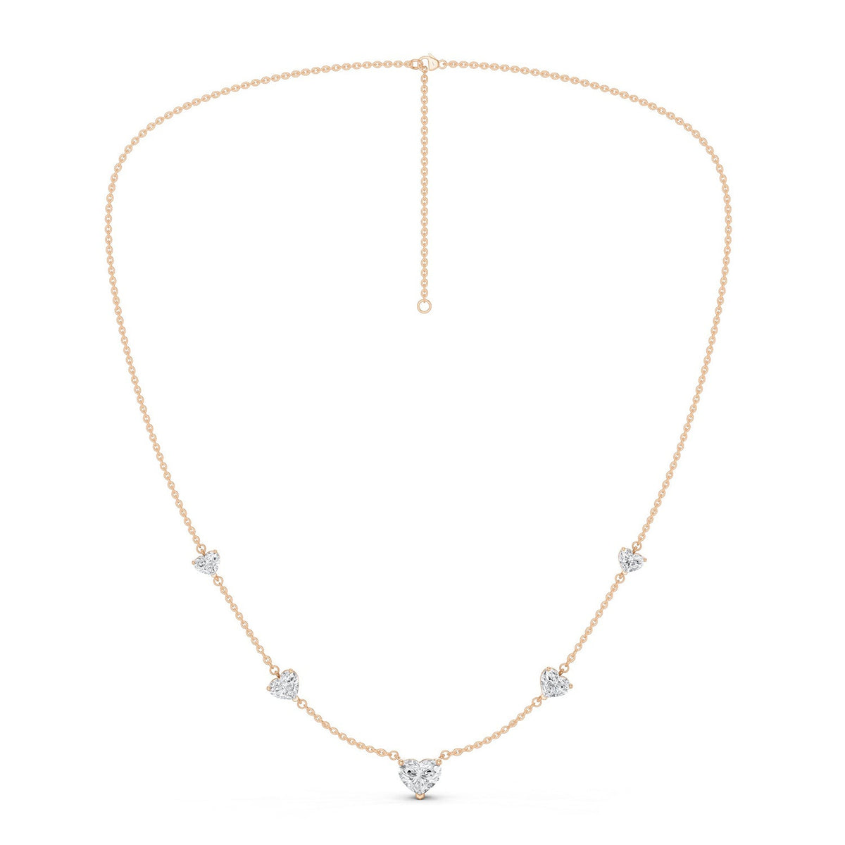 5 Heart Stationed Necklace