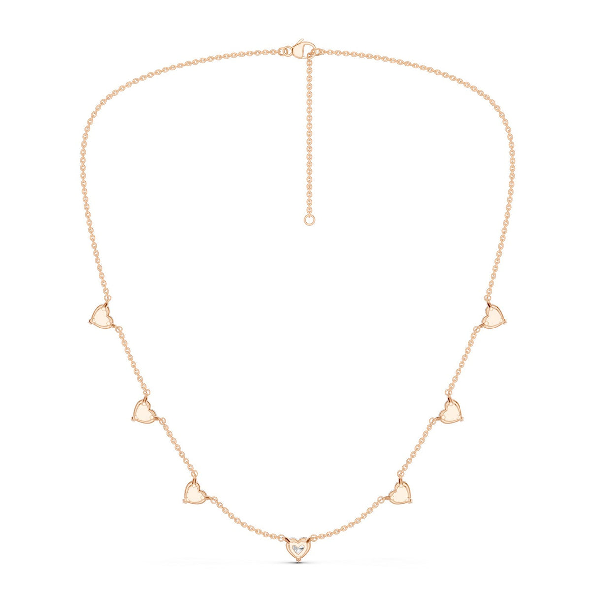 7-Stone Heart Diamond Necklace