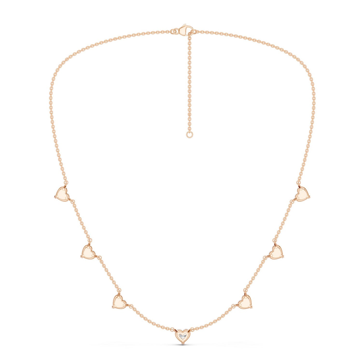 7-Stone Heart Diamond Necklace
