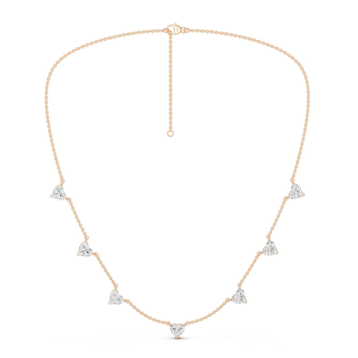 7-Stone Heart Diamond Necklace
