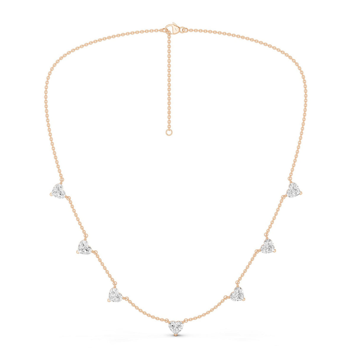 7-Stone Heart Diamond Necklace