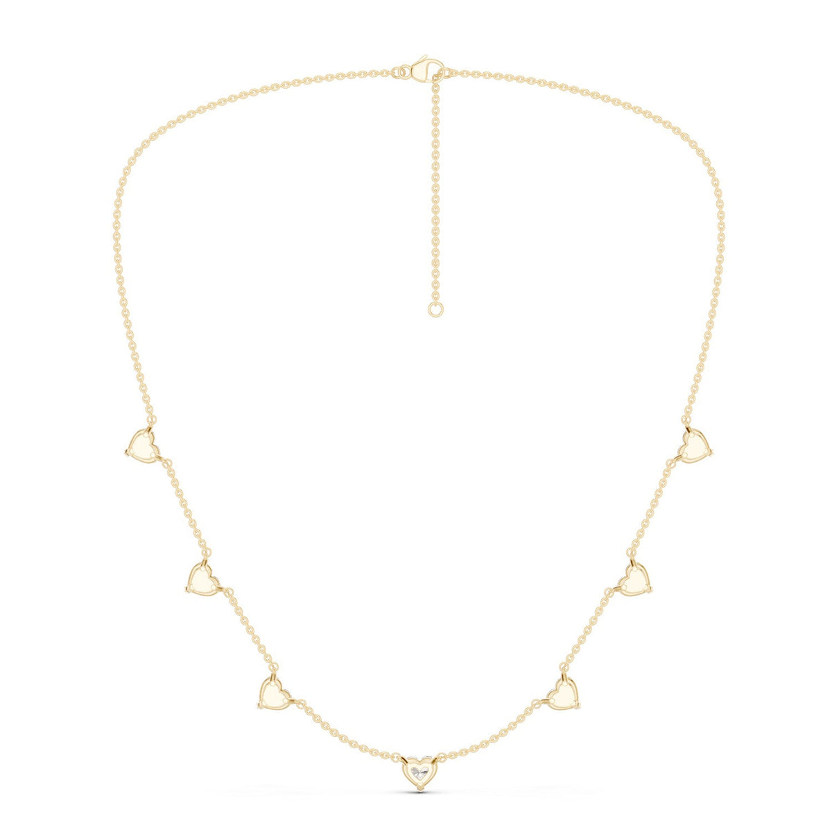 7-Stone Heart Diamond Necklace