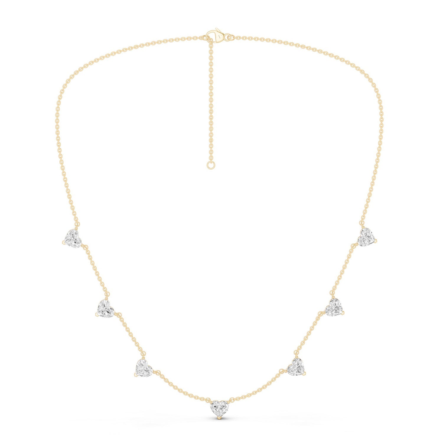 7-Stone Heart Diamond Necklace