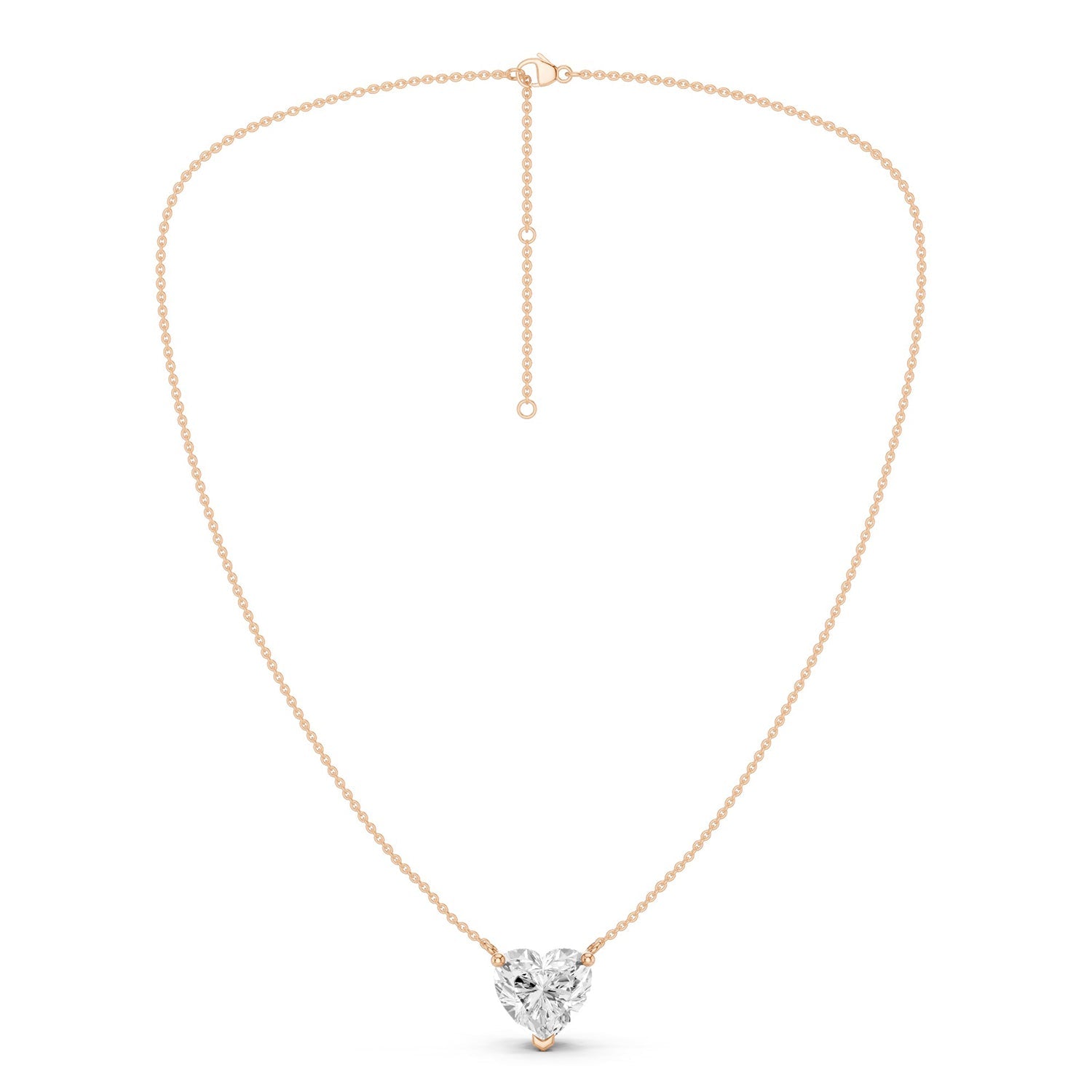 Heart Solitaire Pendant Necklace Large