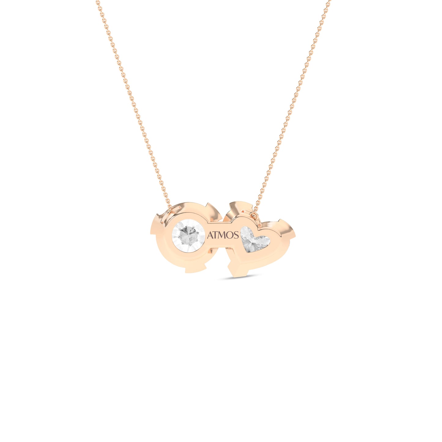 Heart Round Diamond Two-Stone Necklace