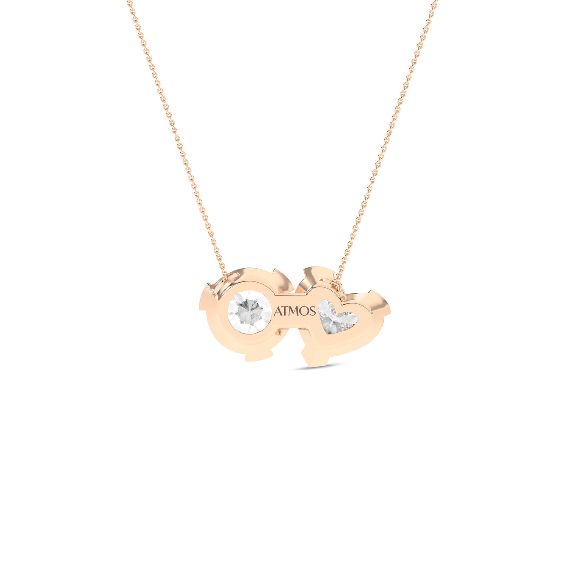 Heart Round Diamond Two-Stone Necklace