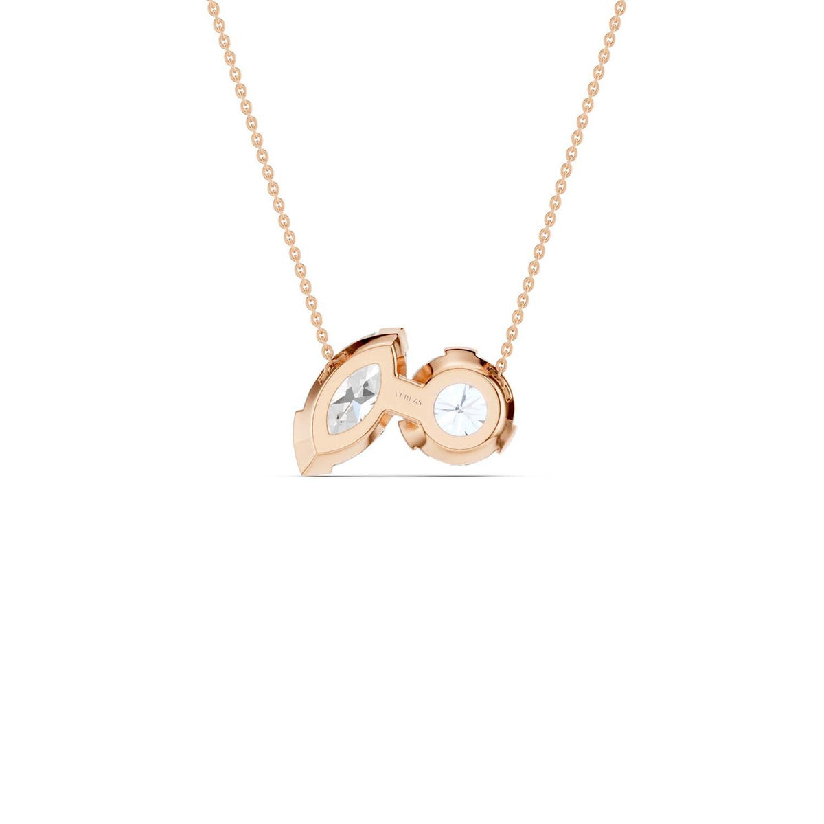 Round Marquise Diamond Two-Stone Necklace