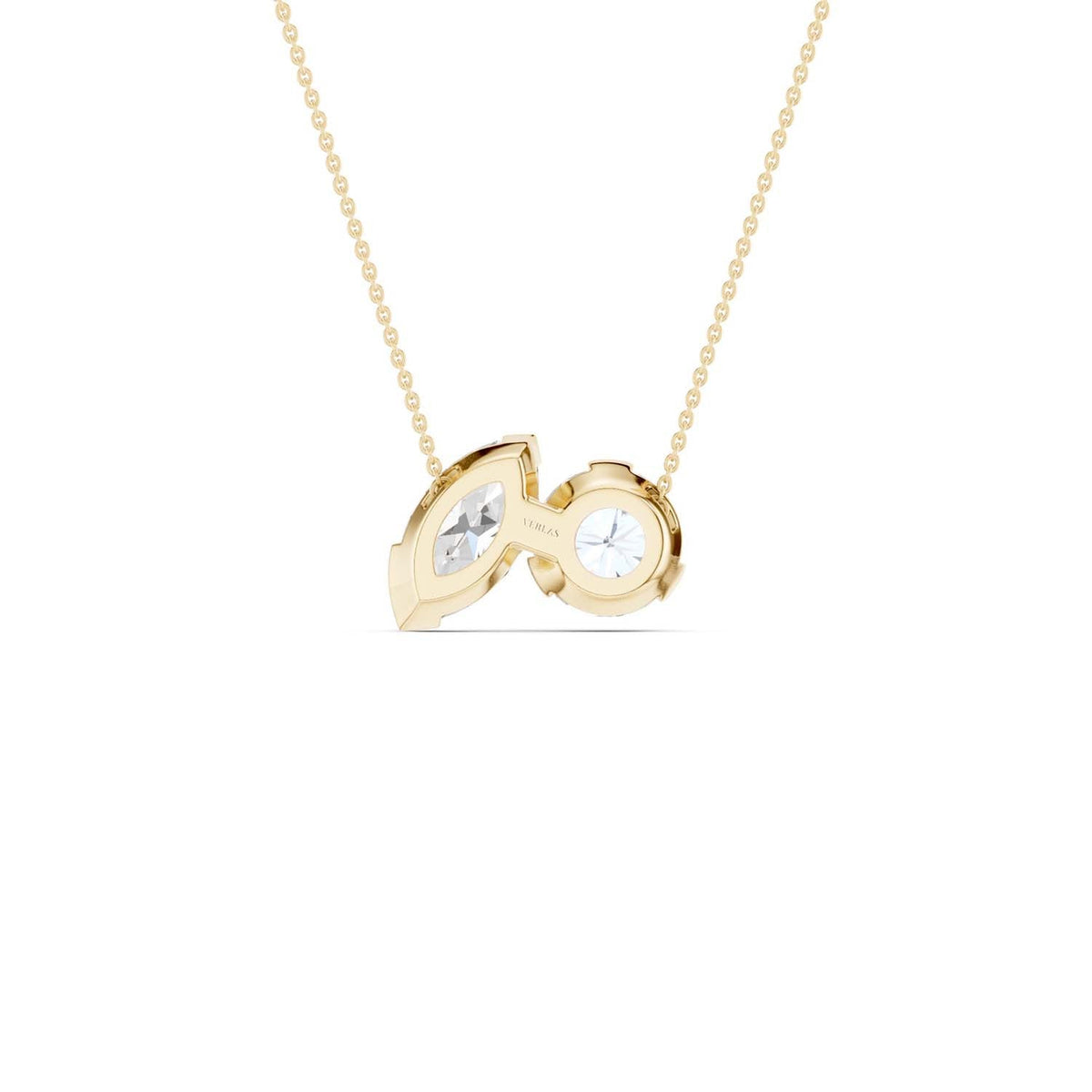 Round Marquise Diamond Two-Stone Necklace