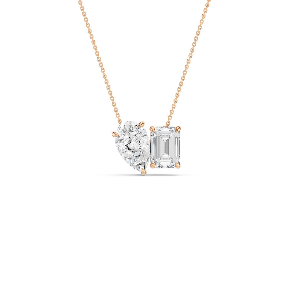 Pear-Emerald Diamond Two-Stone Necklace