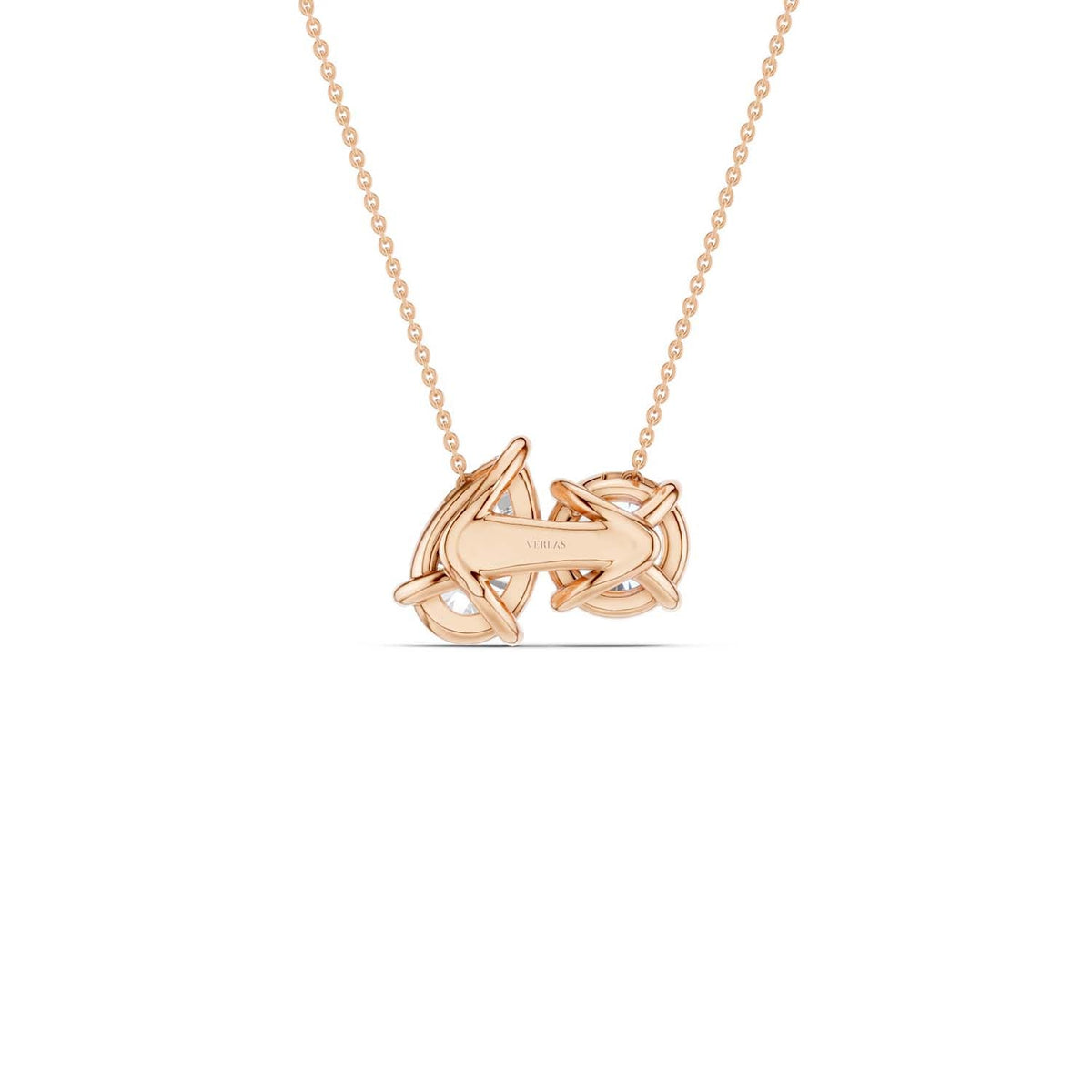 Round Pear Diamond Two-Stone Necklace
