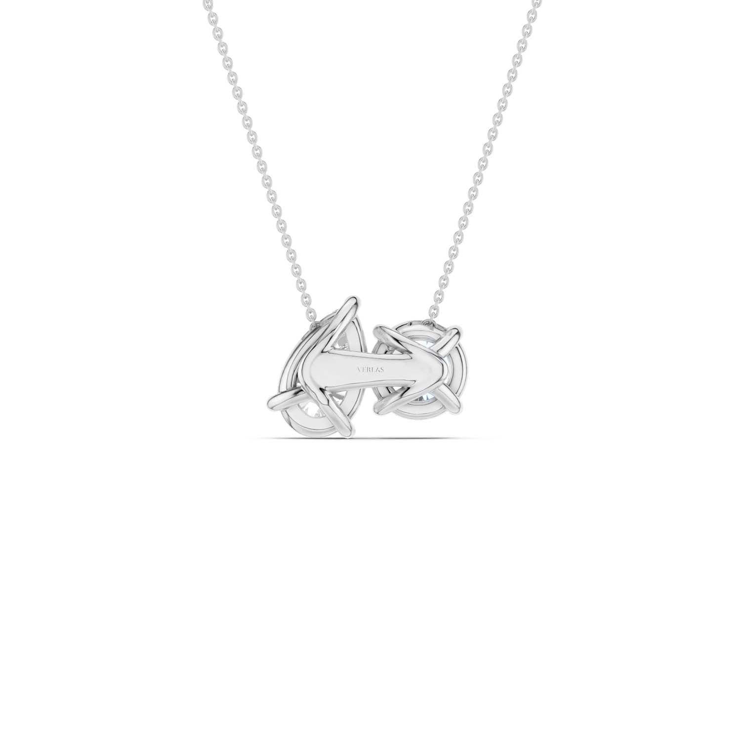 Round Pear Diamond Two-Stone Necklace
