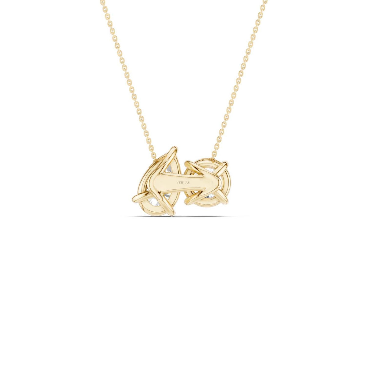Round Pear Diamond Two-Stone Necklace