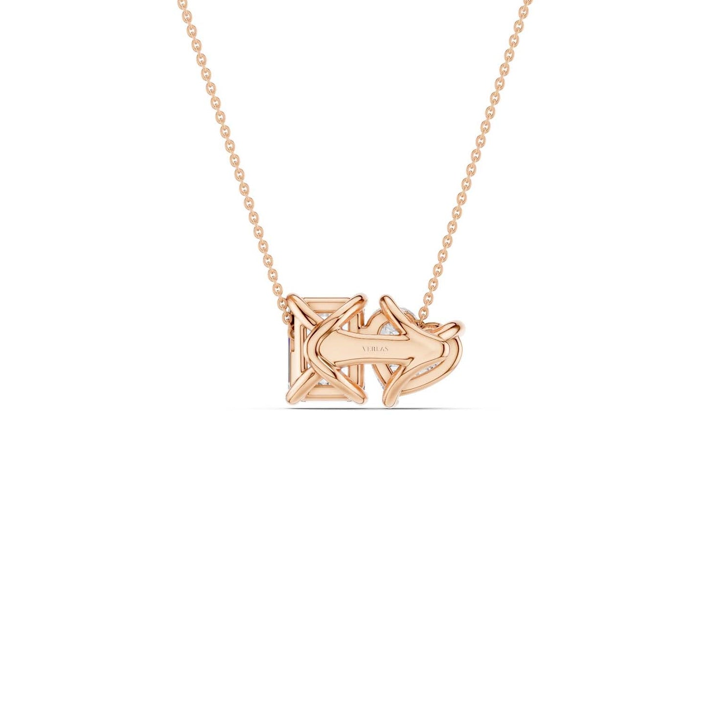 Heart Emerald Diamond Two-Stone Necklace