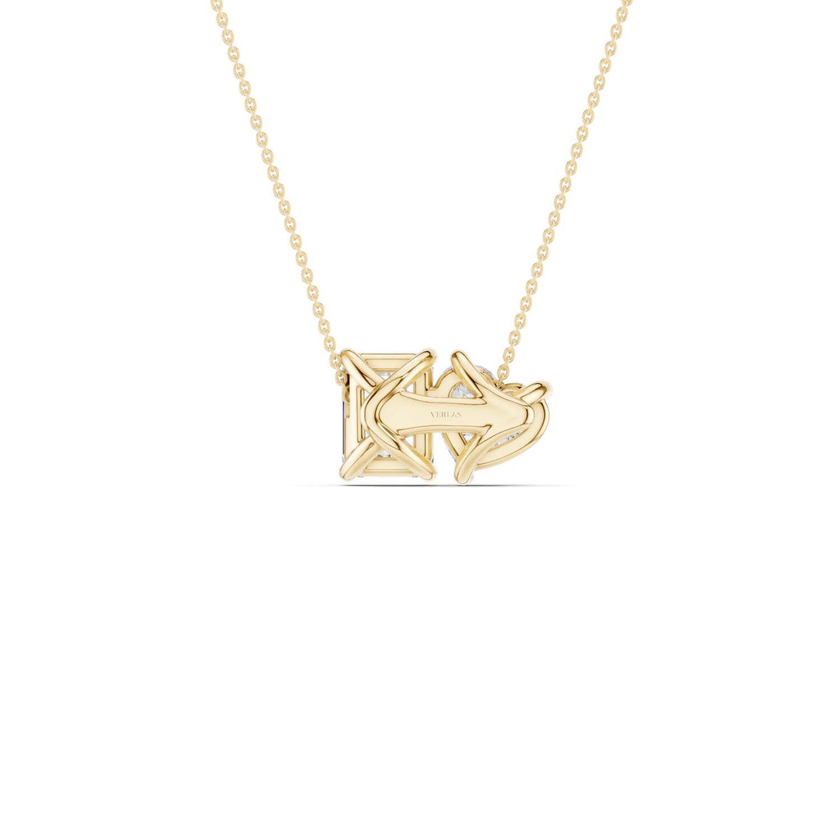 Heart Emerald Diamond Two-Stone Necklace