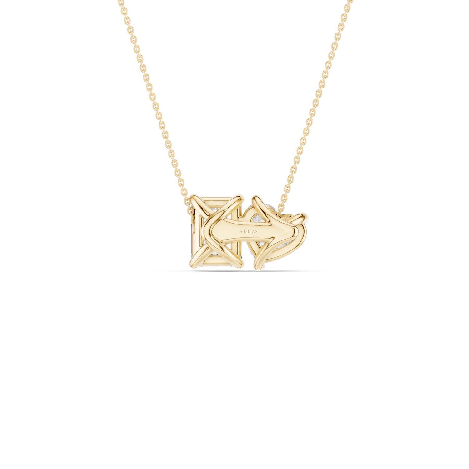 Heart Emerald Diamond Two-Stone Necklace