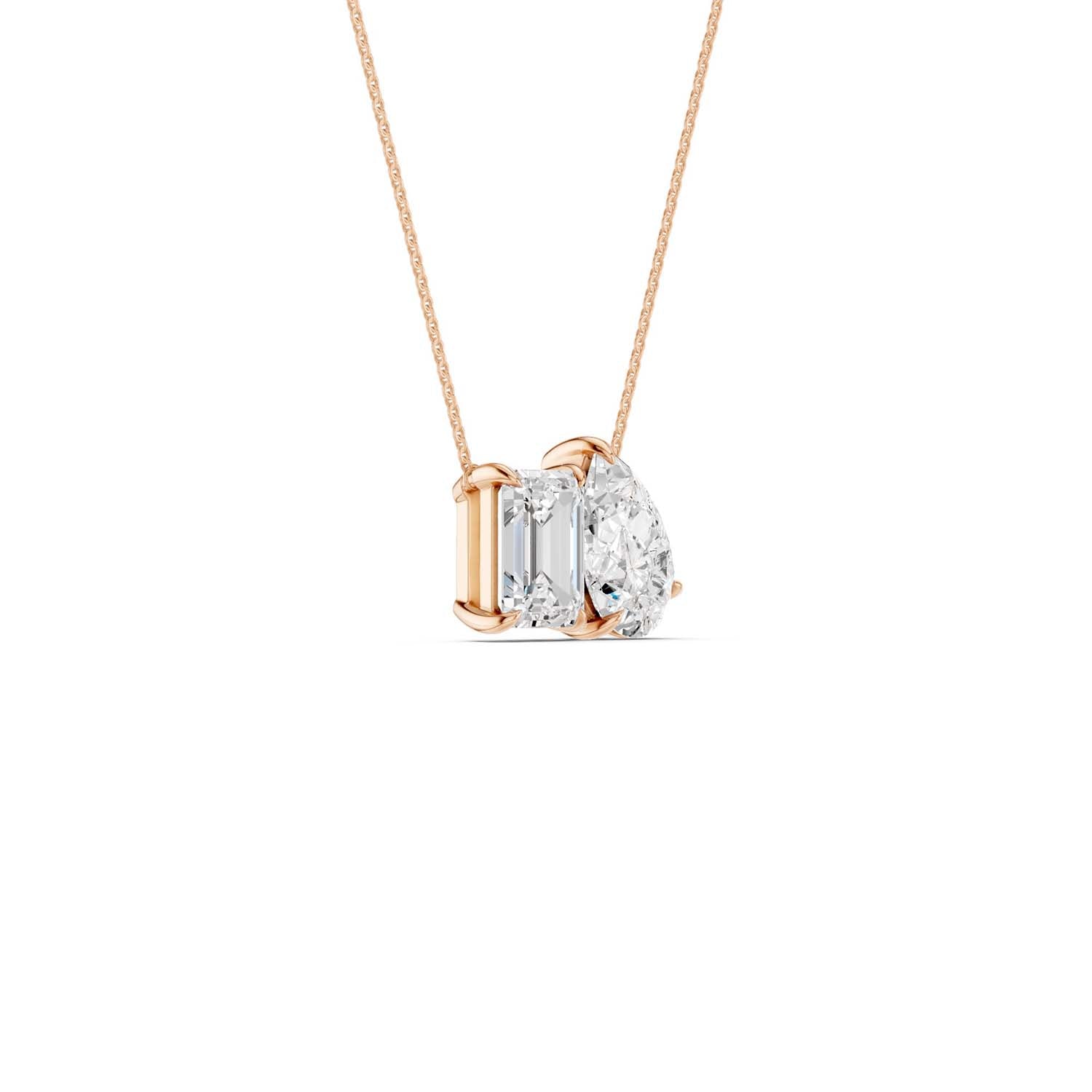 Emerald Pear Diamond Two-Stone Necklace
