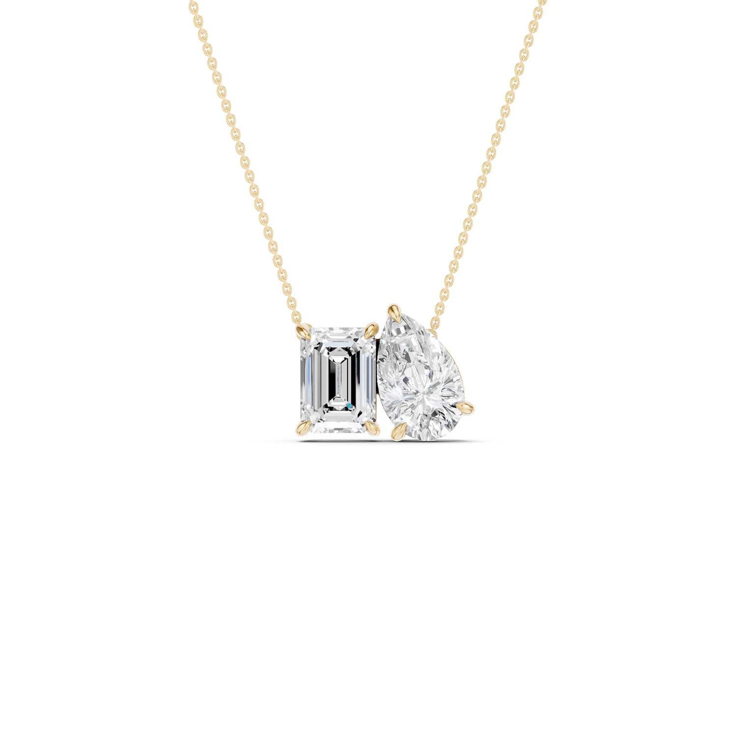 Emerald Pear Diamond Two-Stone Necklace