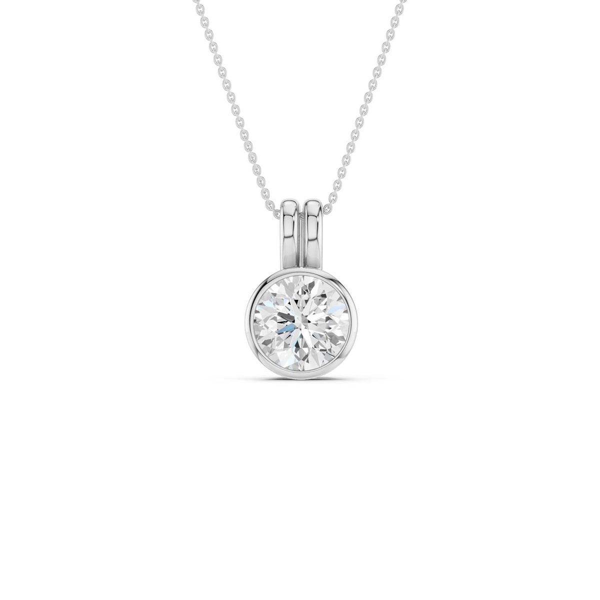 Coupled Round Solitaire Bezel Necklace