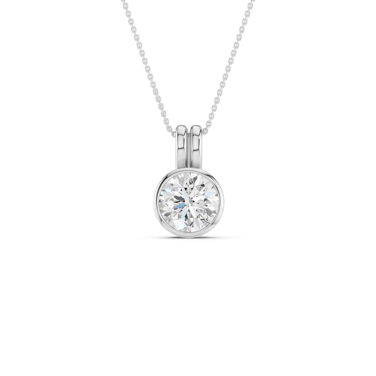 Coupled Round Solitaire Bezel Necklace