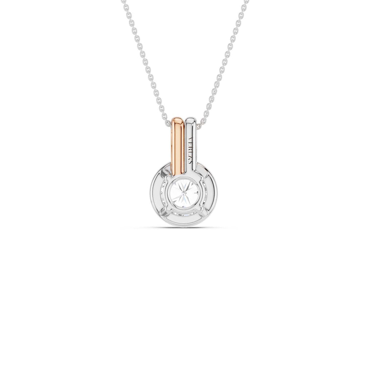 Coupled Round Solitaire Bezel Necklace