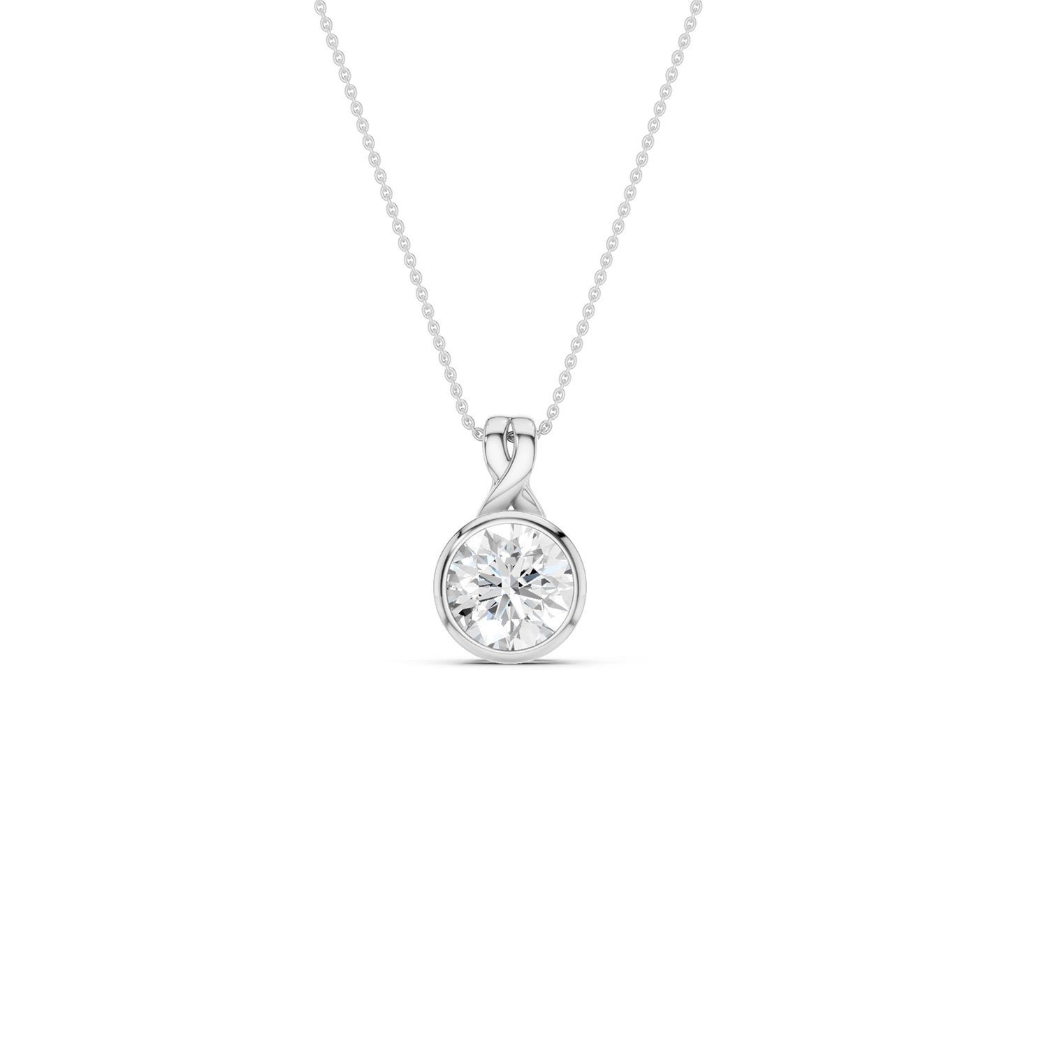 Twisted Round Bezel Pendant Necklace