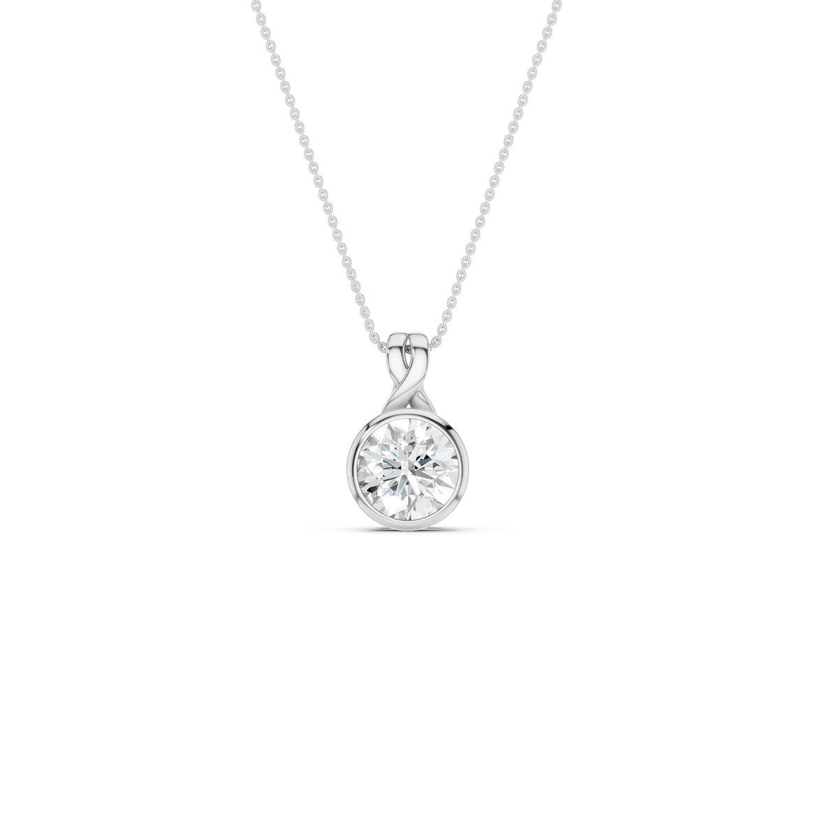 Twisted Round Bezel Pendant Necklace