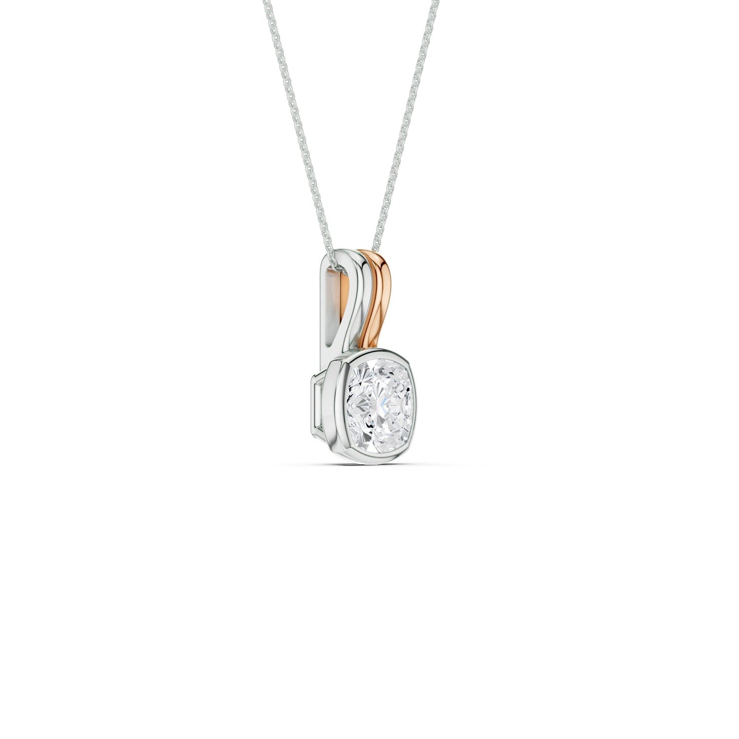 Coupled Cushion Bezel Necklace
