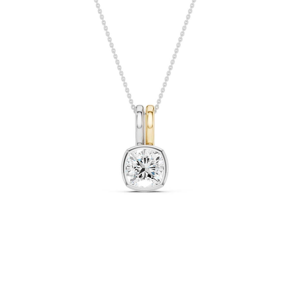Coupled Cushion Bezel Necklace