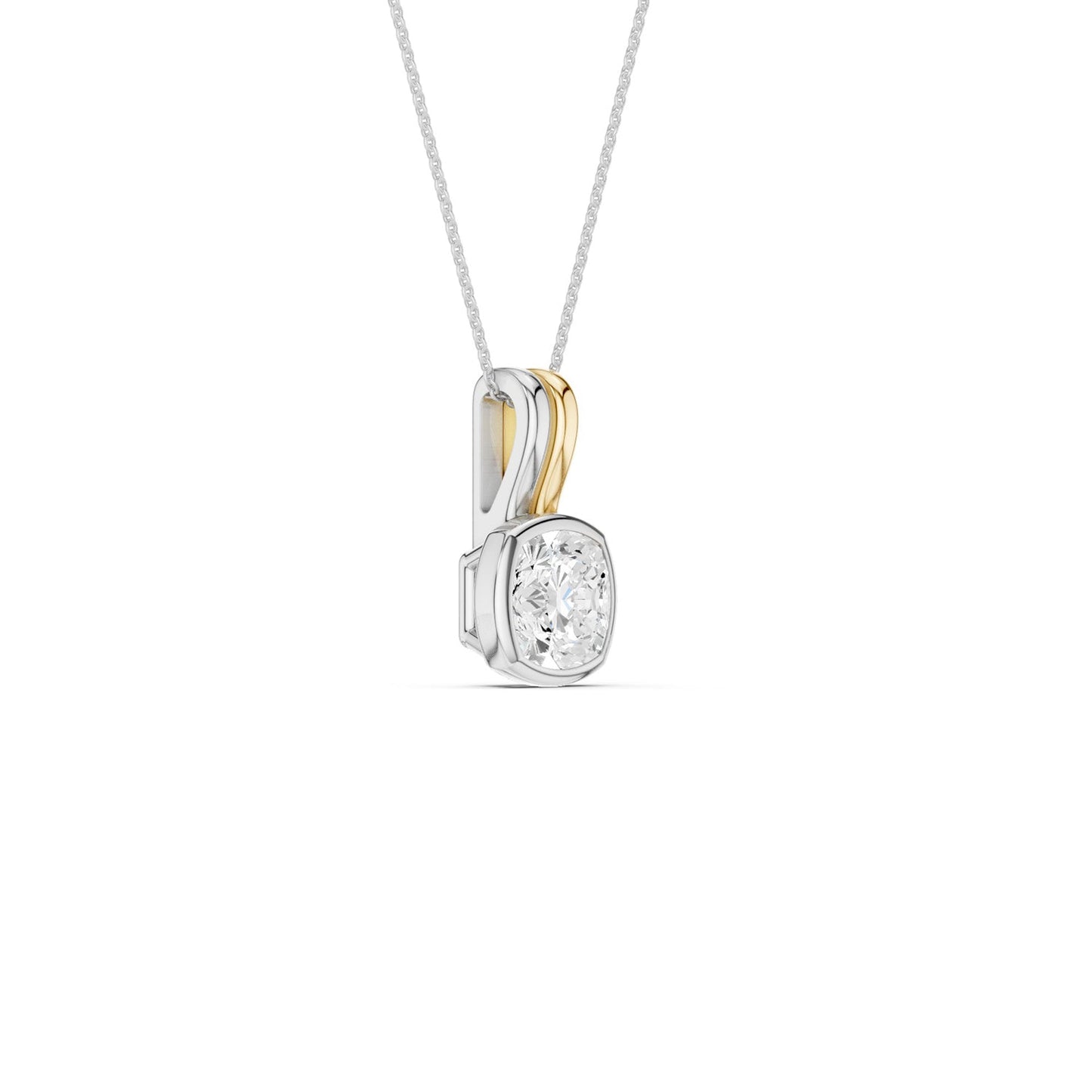 Coupled Cushion Bezel Necklace