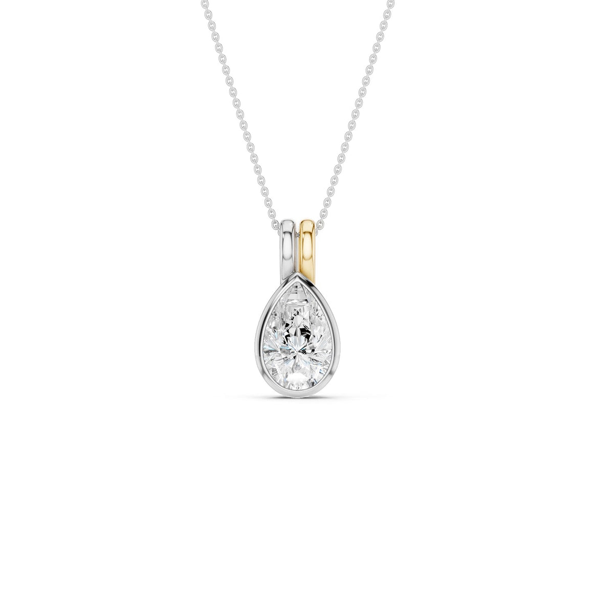 Coupled Pear Bezel Necklace