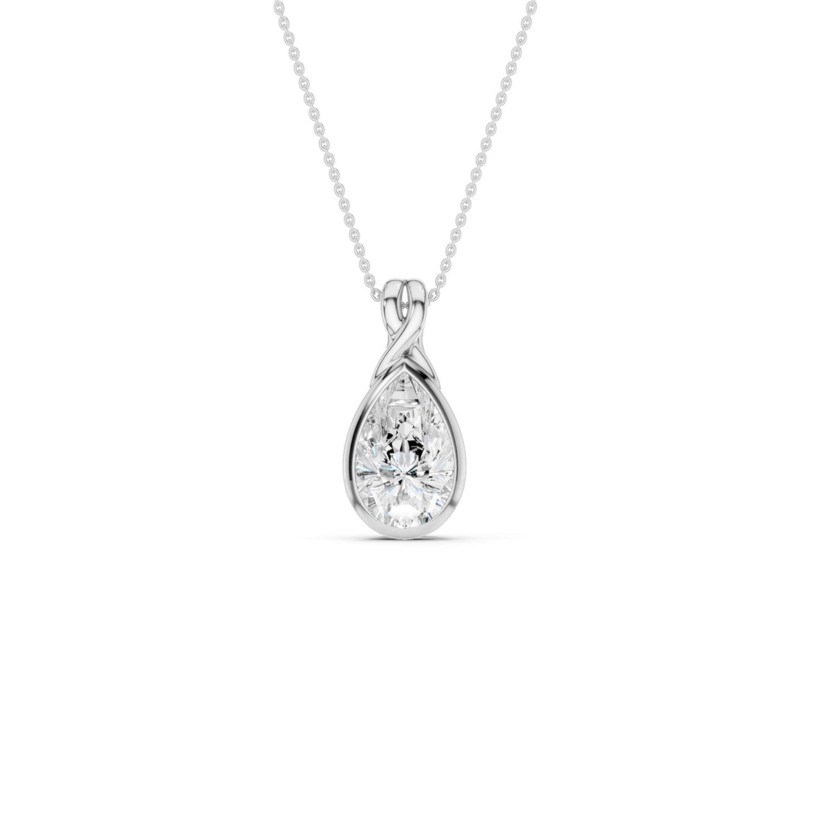 Twisted Pear Bezel Pendant Necklace