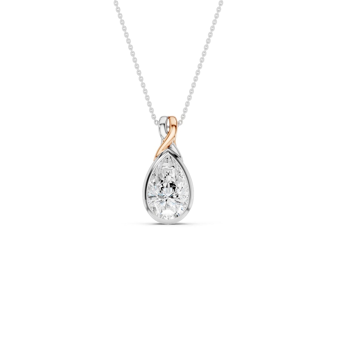 Twisted Pear Bezel Pendant Necklace