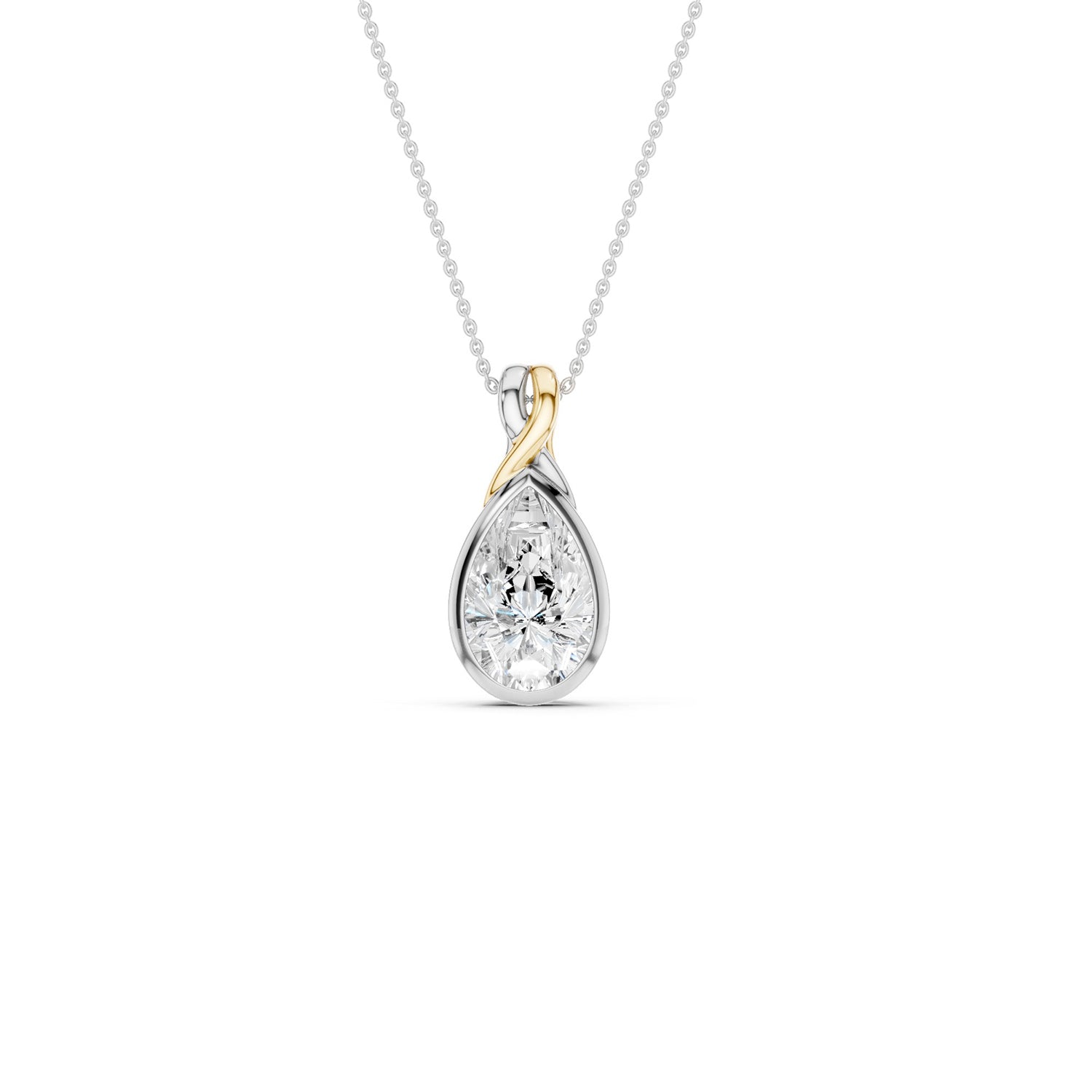 Twisted Pear Bezel Pendant Necklace