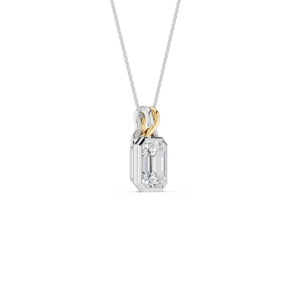 Twisted Emerald Bezel Pendant Necklace