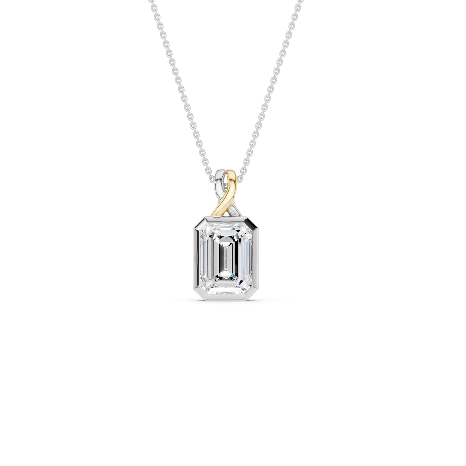 Twisted Emerald Bezel Pendant Necklace